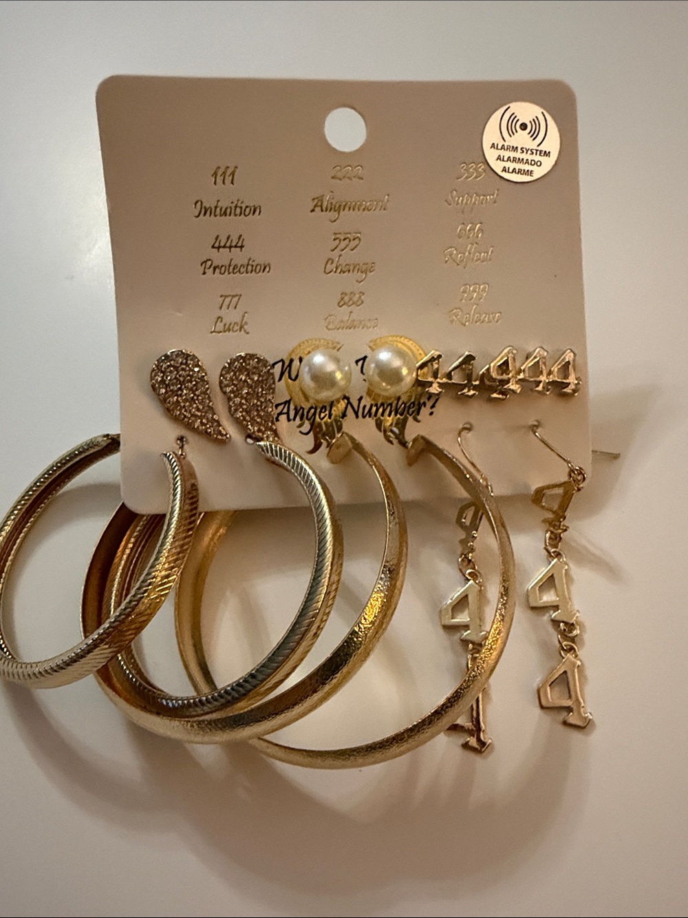Gold Multi-Pair Hoop & Stud Earring Set - Angel Number 444